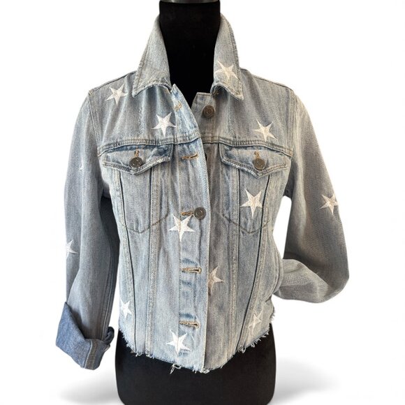 pistola Jackets & Blazers - Pistola Brando Star Embroidery Denim Jacket  Light Blue Zodiac Wash Size XS NWT